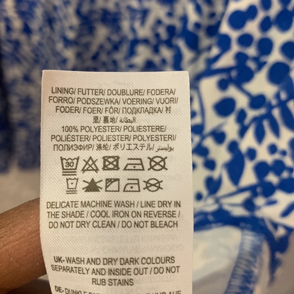 Boden Flowers Jersey Midi Dress Blue White 8R Pockets Sleeveless Business Casual - Picture 7 of 11